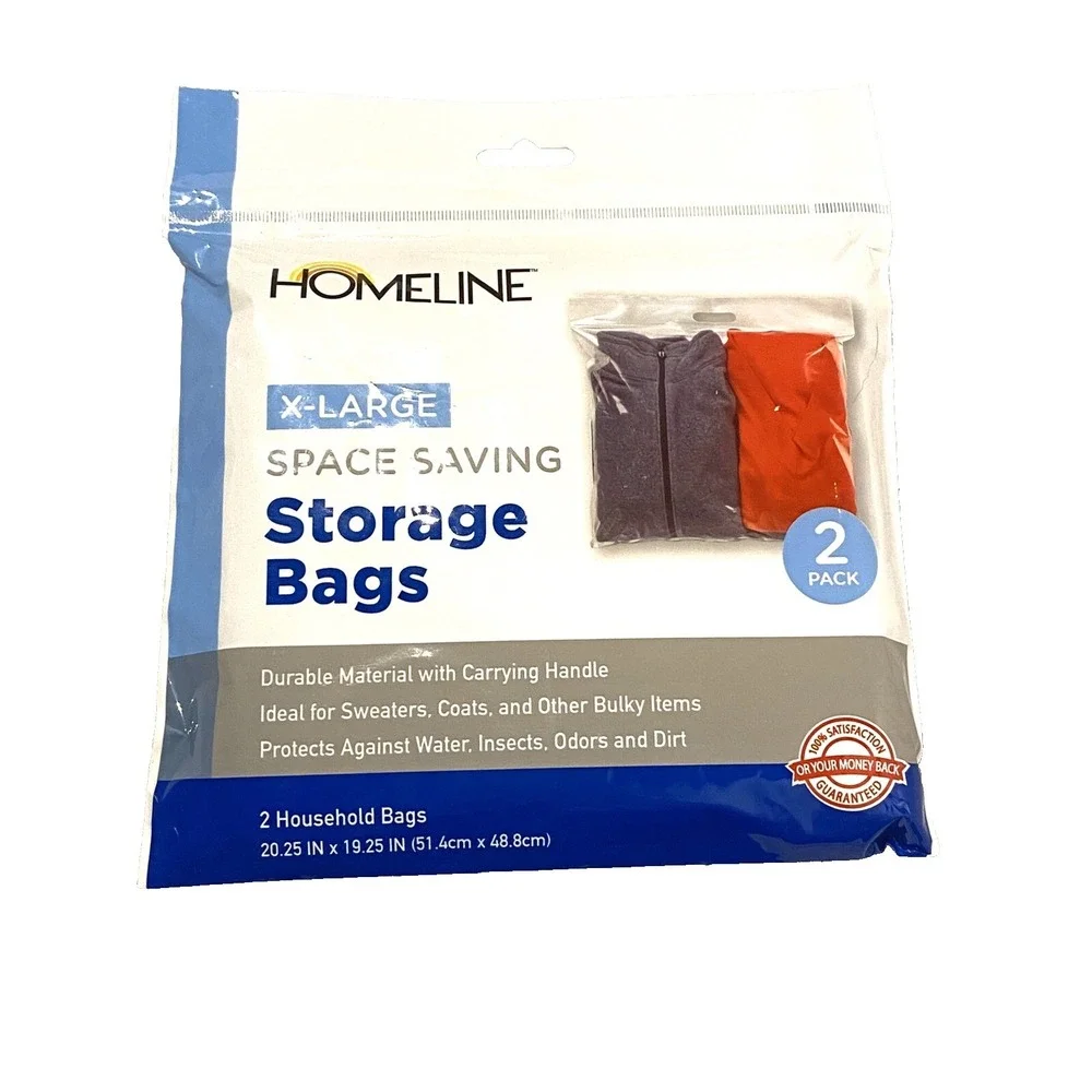 homeline XL extra large storage bags 2 count pack 20.25 x 19.25 inches